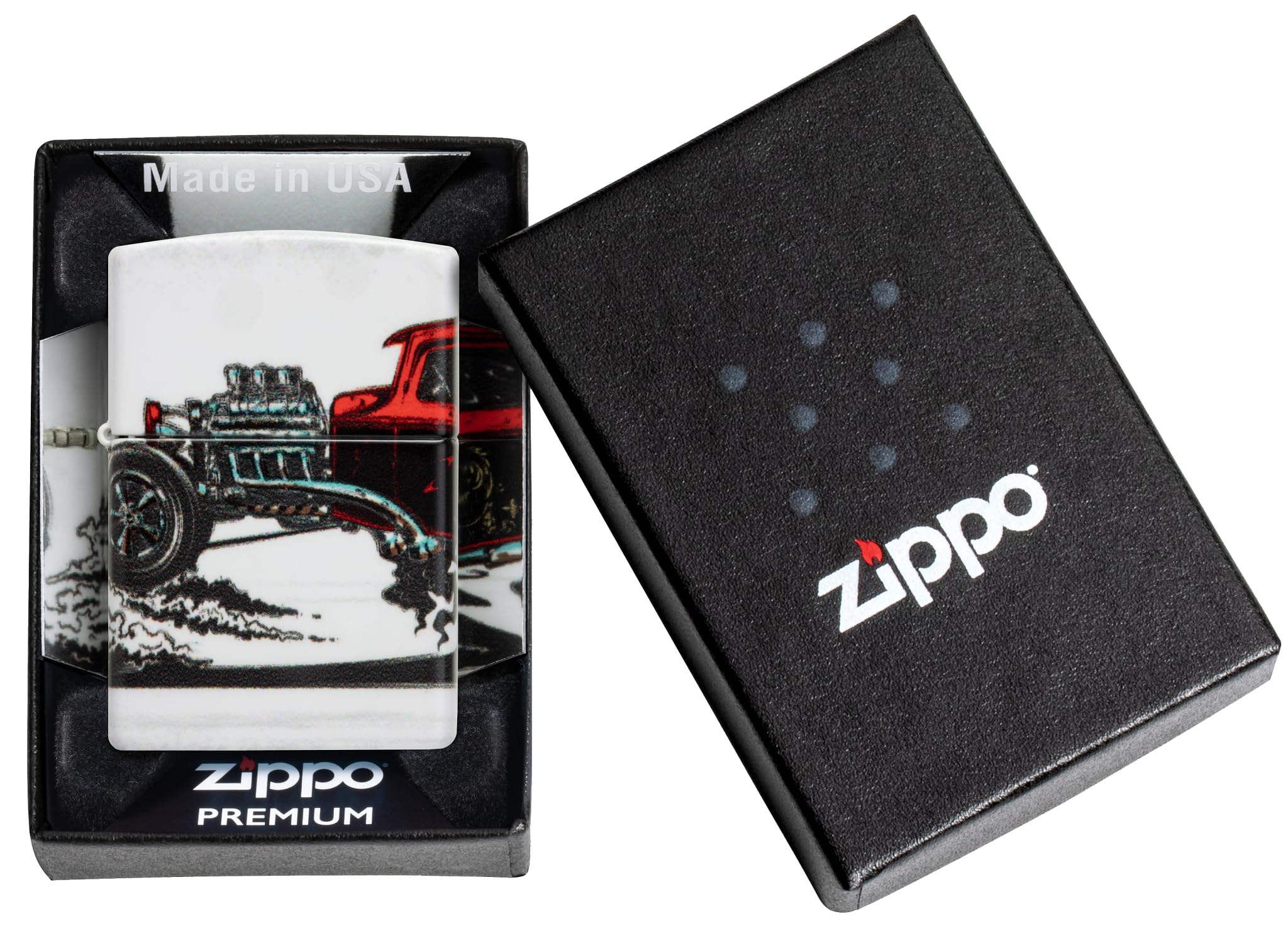 Zippo Sturmfeuerzeug - Hot Rod, 540°, Color Image - Nachfüllbar - Wiederverwendbar - Windfestes Design - Geschenkbox - Made in USA