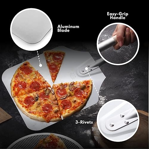 Miniatura 9 de New Star Foodservice 50219 - Pelador de pizza de aluminio, mango de madera, hoja de 9 x 11 pulgadas, 26 pulgadas en total