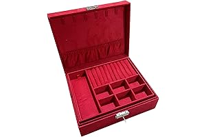 KnoKno Beau 2 Layers Jewelry Storage Red Box with Lock