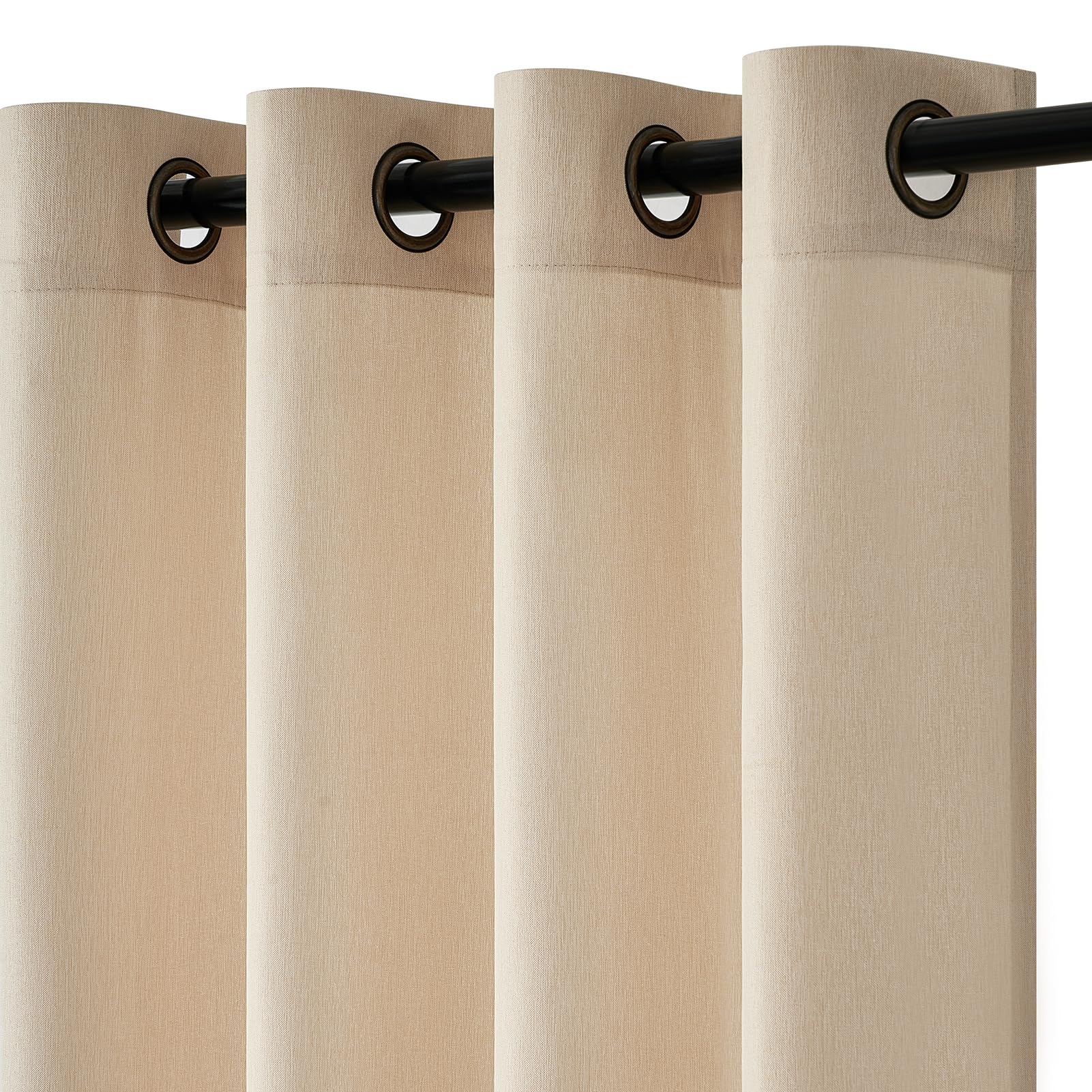 Topfinel Vorhänge Beige Wohnzimmer Gardinen Leinenoptik Boho Halbtransparent Licht Filtern Voile Vorhänge mit Ösen Vorhang 140x240cm für Kinderzimmer Schlafzimmer Balkontür 2er Set