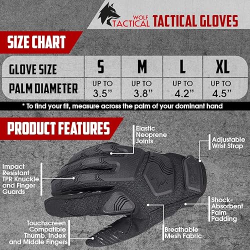 Miniatura 7 de WOLF TACTICAL Guantes de tiro tácticos para hombres, guantes militares, guantes de airsoft para paintball, combate, ejército, pantalla táctil