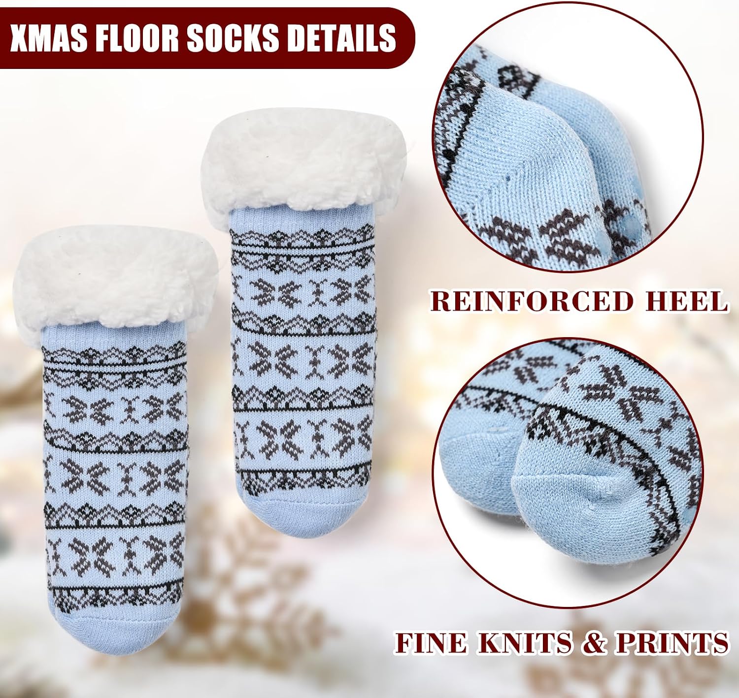 Boys Fuzzy Socks Winter Warm Socks for Kids Girls Fluffy Floor Socks with Grips for Home 3 Pack
