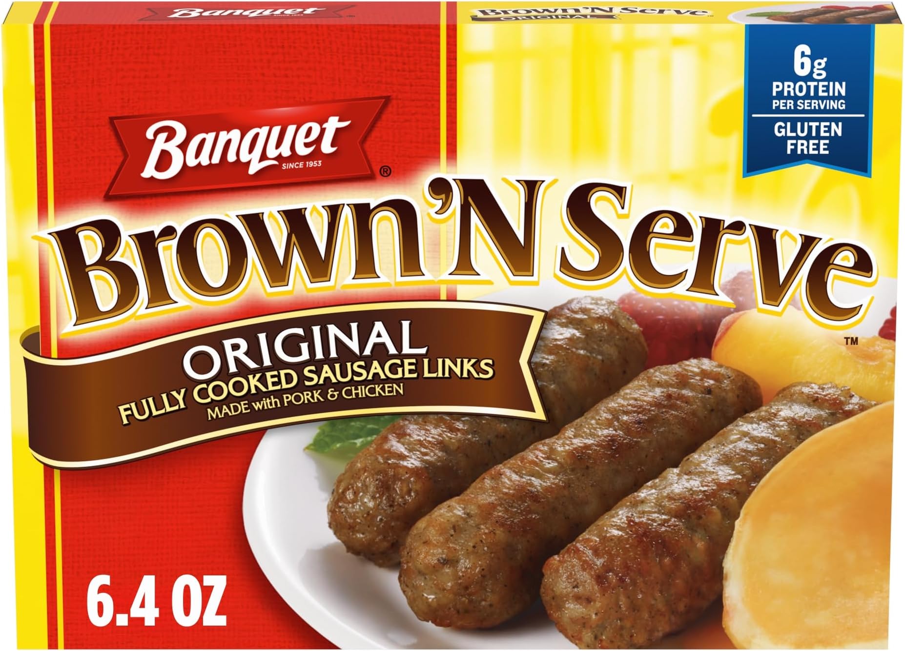 Brown 'N Serve Original Sausage Links, Frozen Breakfast, 6.4 oz.