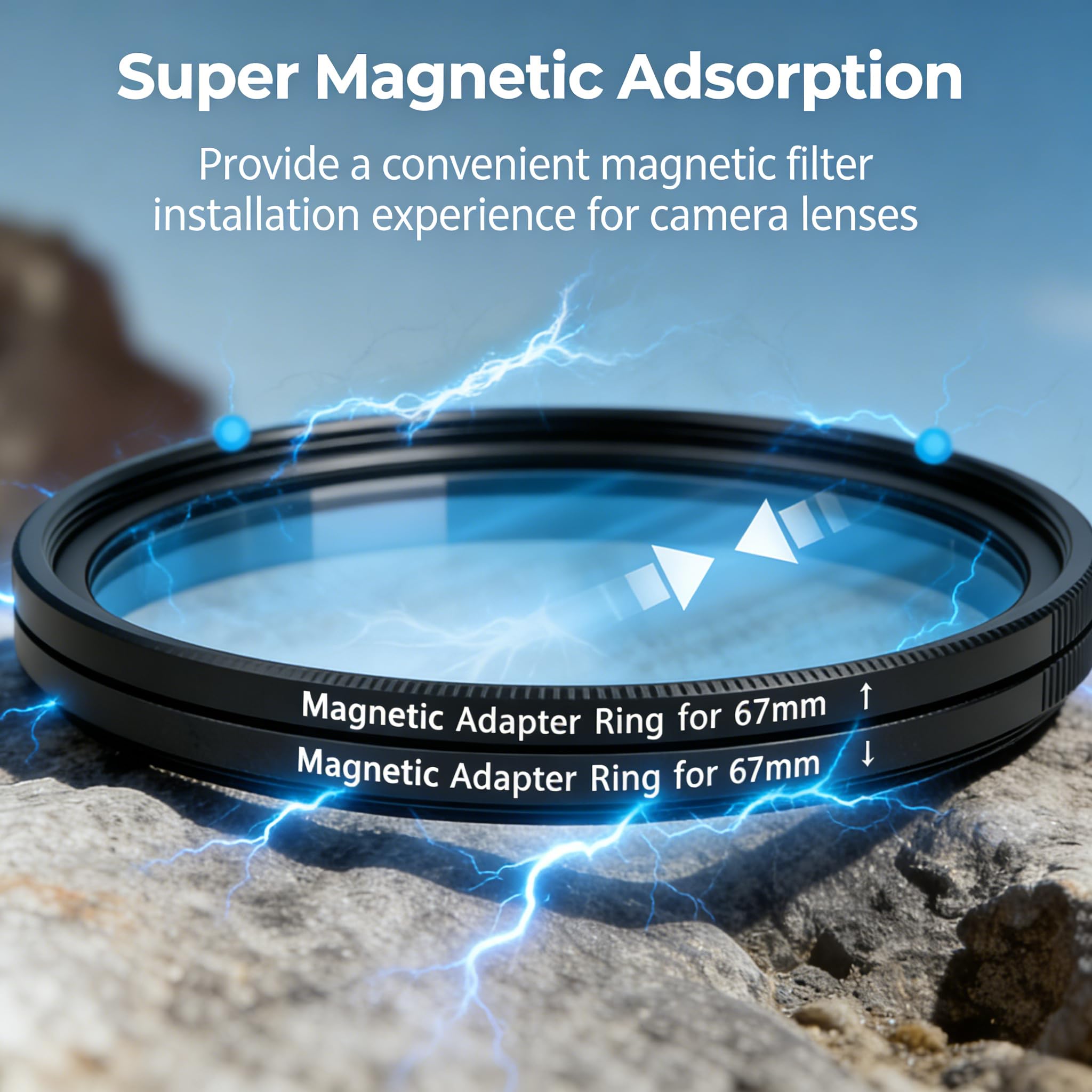 Kit de Anillo Adaptador de Filtro magnético de 67 mm Adaptador de Anillo para Filtro y Lente Aleación de Aluminio y ultradelgada para convertir Hilo en magnético