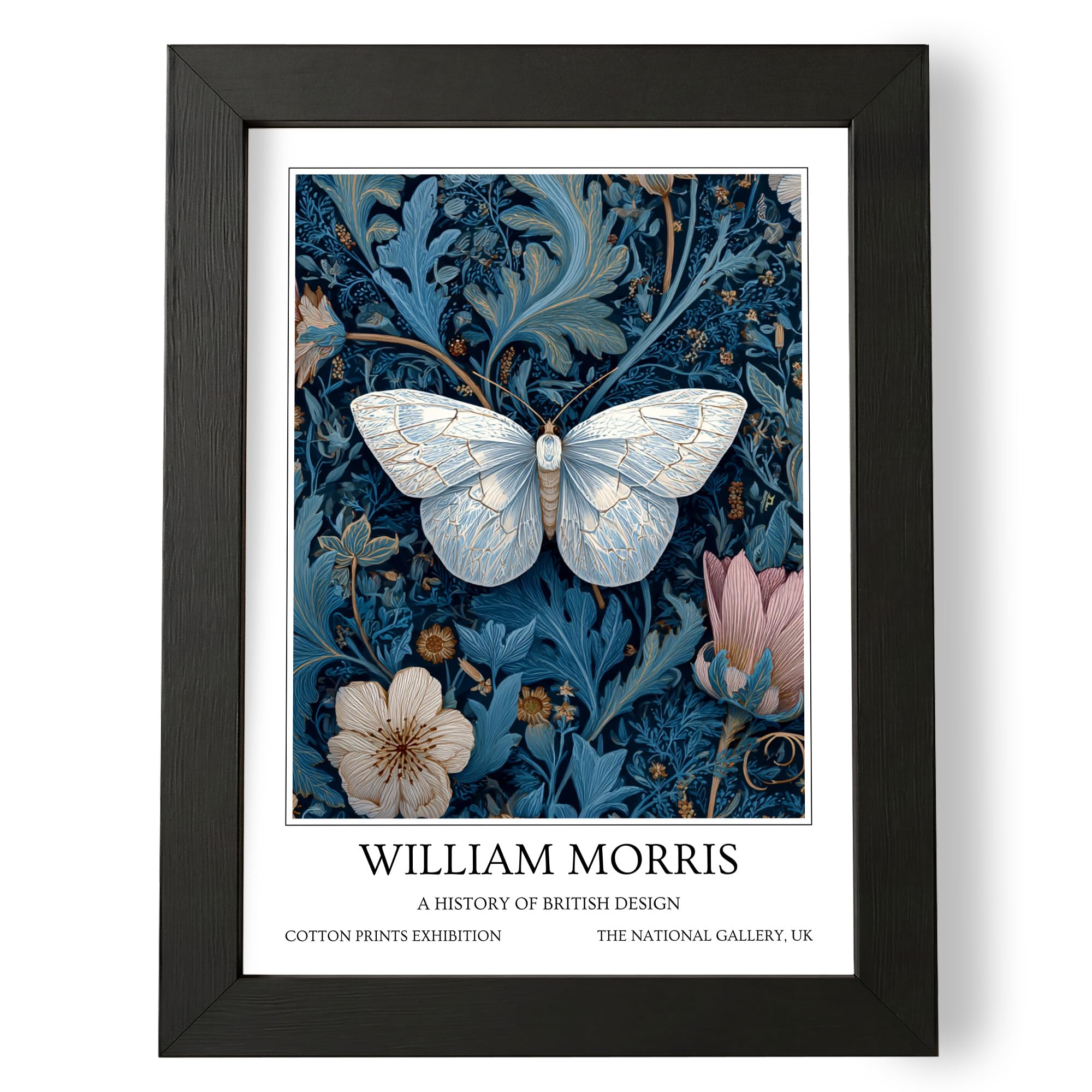 Fans Favourites William Morris - Vintage Art Noevua British Prints, Botanical Wall Art, A History of British Design Collection (White Butterfly, A5, Unframed) — image 1