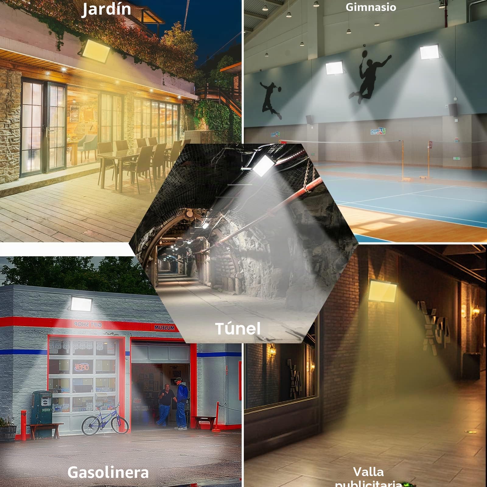 300W Focos LED Exterior 6000K Blanco Frío 1 Pcs | 30000LM IP65 Impermeable, Foco Exterior Seguridad con Alta Luminosidad para Jardín, Patio, Garaje, Terraza