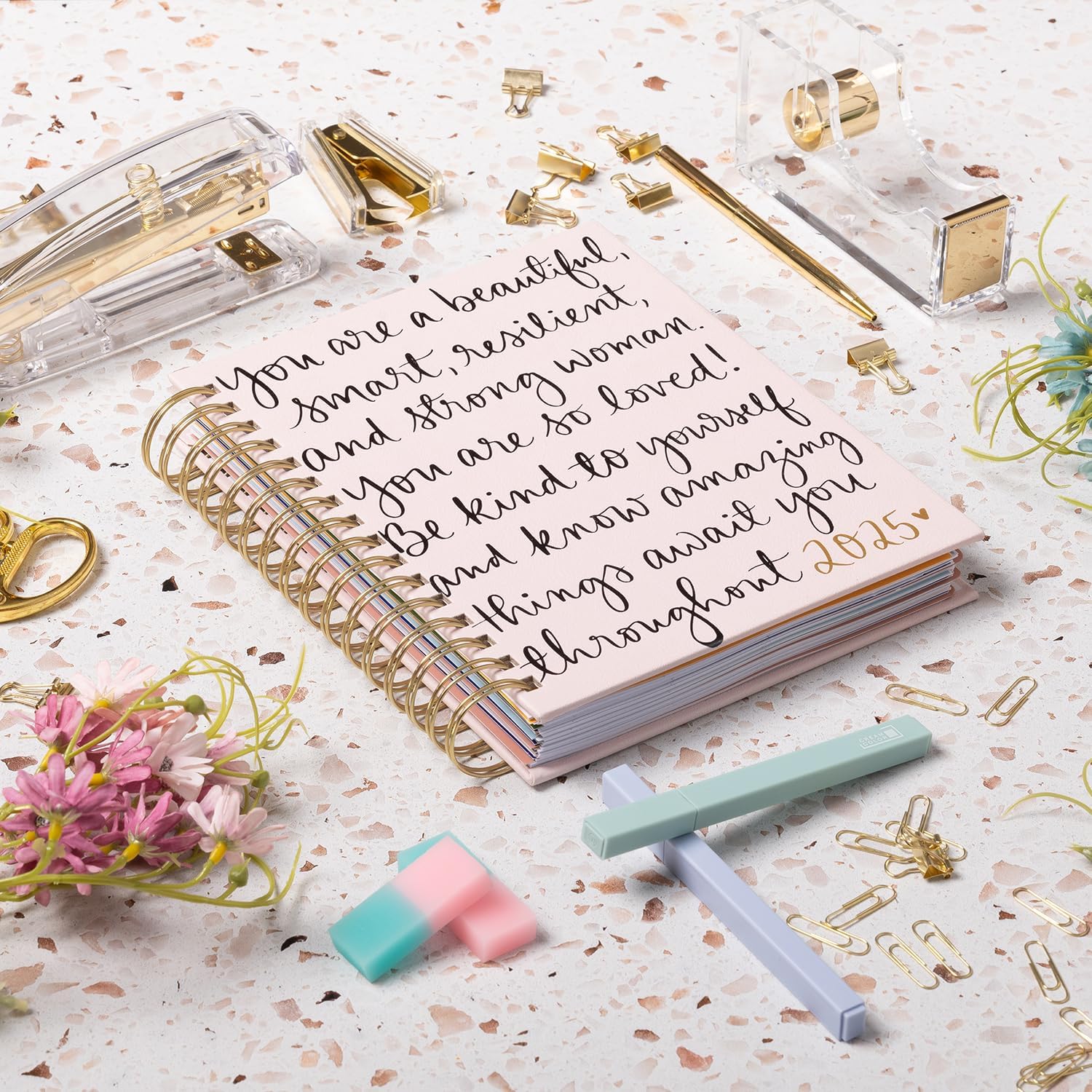 WORLD TRAVELER 2024-2025 Eccolo Spiral Agenda Planner, You Are Beautiful, 18 Months, Weekly & Monthly Views, Stickers, Color Graphics and Quotes (7.75 x 8.75, Hardcover, July 2024 - Dec 2025)