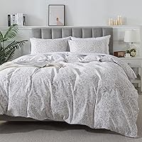 Vista 69 de HoneiLife Juego de funda de edredón floral 100% algodón, 3 piezas, suave, ropa de cama botánica con cierre de cremallera y lazos en las esquinas