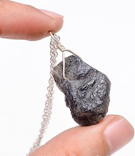 Miniatura 9 de Colgante de piedras preciosas crudas, collar hecho a mano, piedra curativa, cristal natural de chakras, cadena chapada en plata de 18 pulgadas,