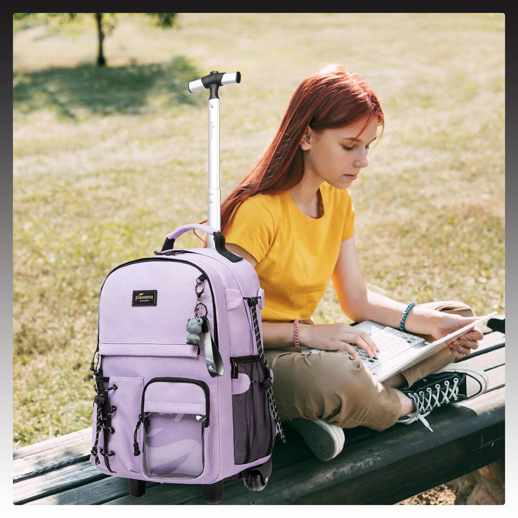 HTgroce Trolley Scuola Bambina Elementare Zaino Scuola Media Bambina Zaino Scuola Trolley Zaino Bambina Zaino con Ruote Scuola Viaggio
