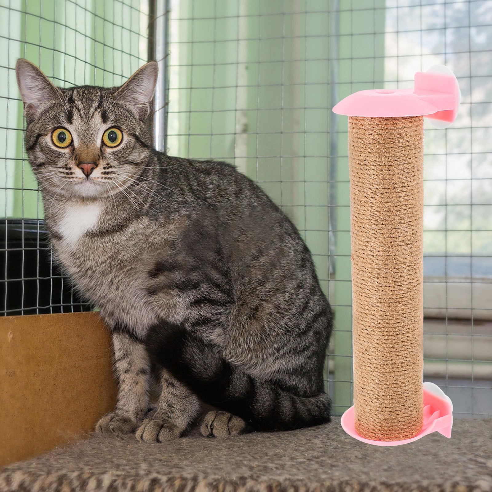 Ersatz Kratzbaum aus Robustem Juteseil für Katzen Selbstgemacht Katzenkratzbaum Zubehör Rosa Kratzsäule für Katzenkäfige und Indoor Katzen zum Klettern