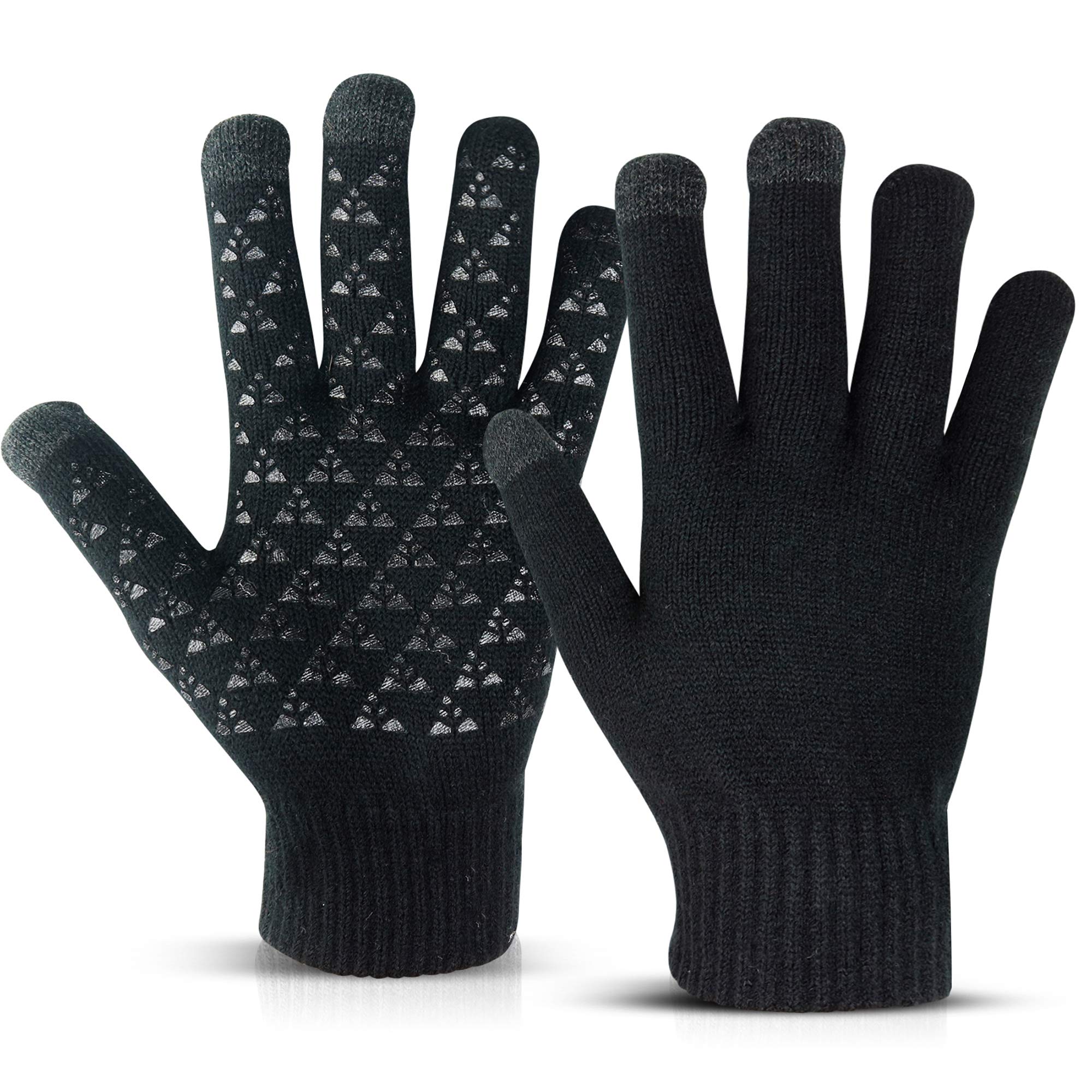Winter Gloves for Men - Warm Touchscreen Sensitive, Soft Thermal Lining - Elastic Cuff, Anti-Slip Silicone, Flexible Fabric
