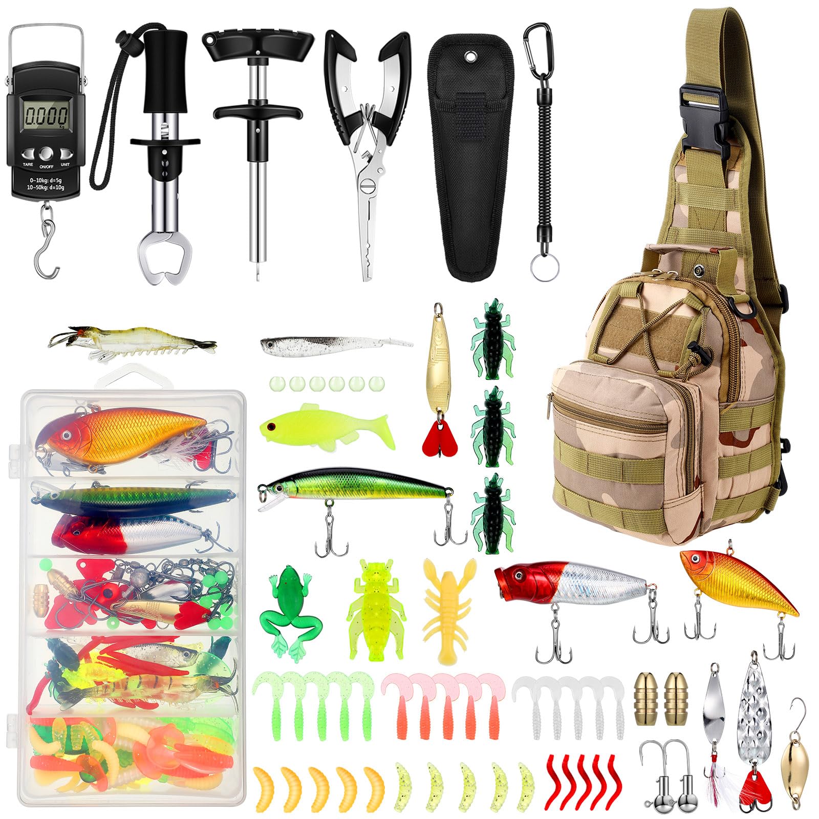 Sosation 134 Pcs Fishing Tool Beginner Starter Kit