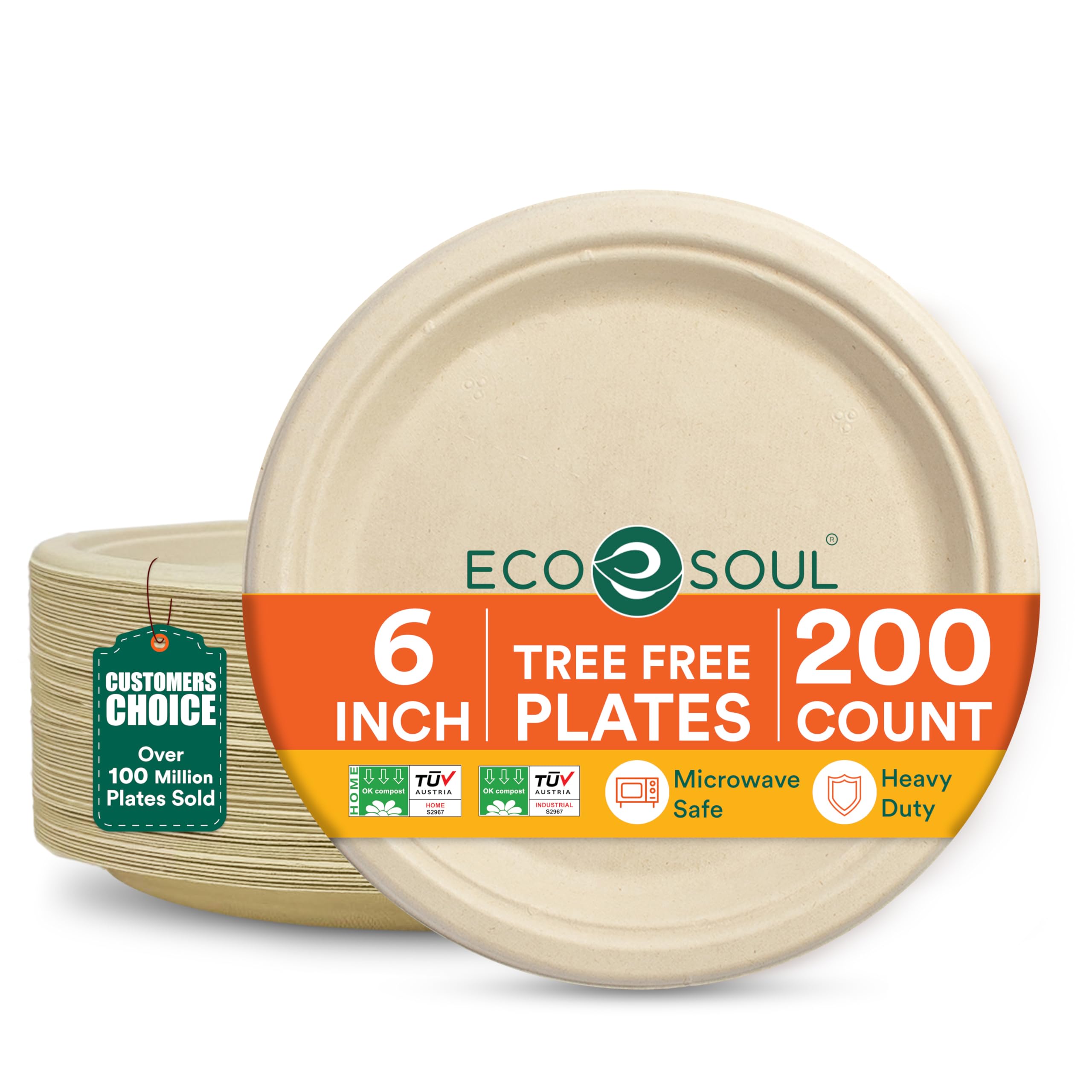 Snapklik.com : ECO SOUL Compostable Paper Plates 6 Inch