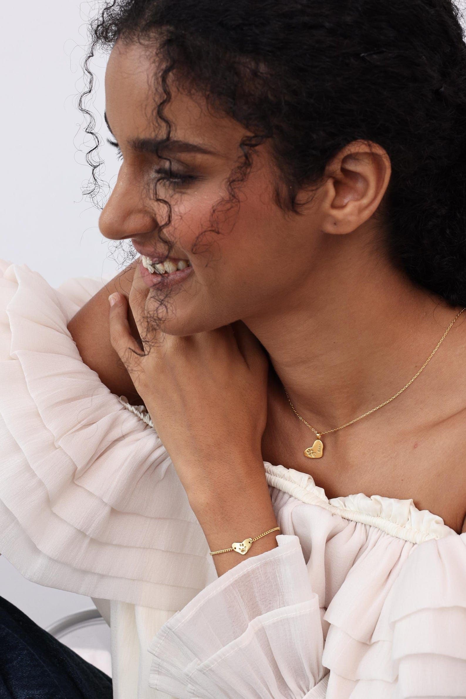 Pulsera personalizada orgánica con huella dactilar en forma de corazón | Memorial | Joyería con dije de corazón | Madre - Navidad