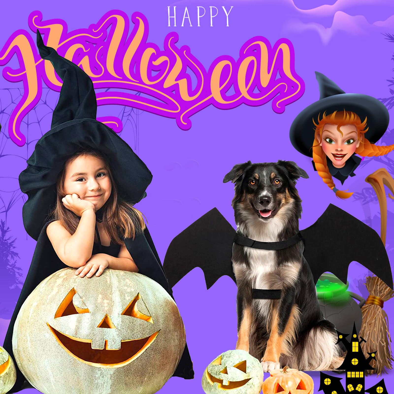 Costume da pipistrello per cani, con ali di pipistrello illuminate, costume per Halloween e animali domestici, con ali di pipistrello, per cosplay, divertente, per feste, abbigliamento alla moda, per