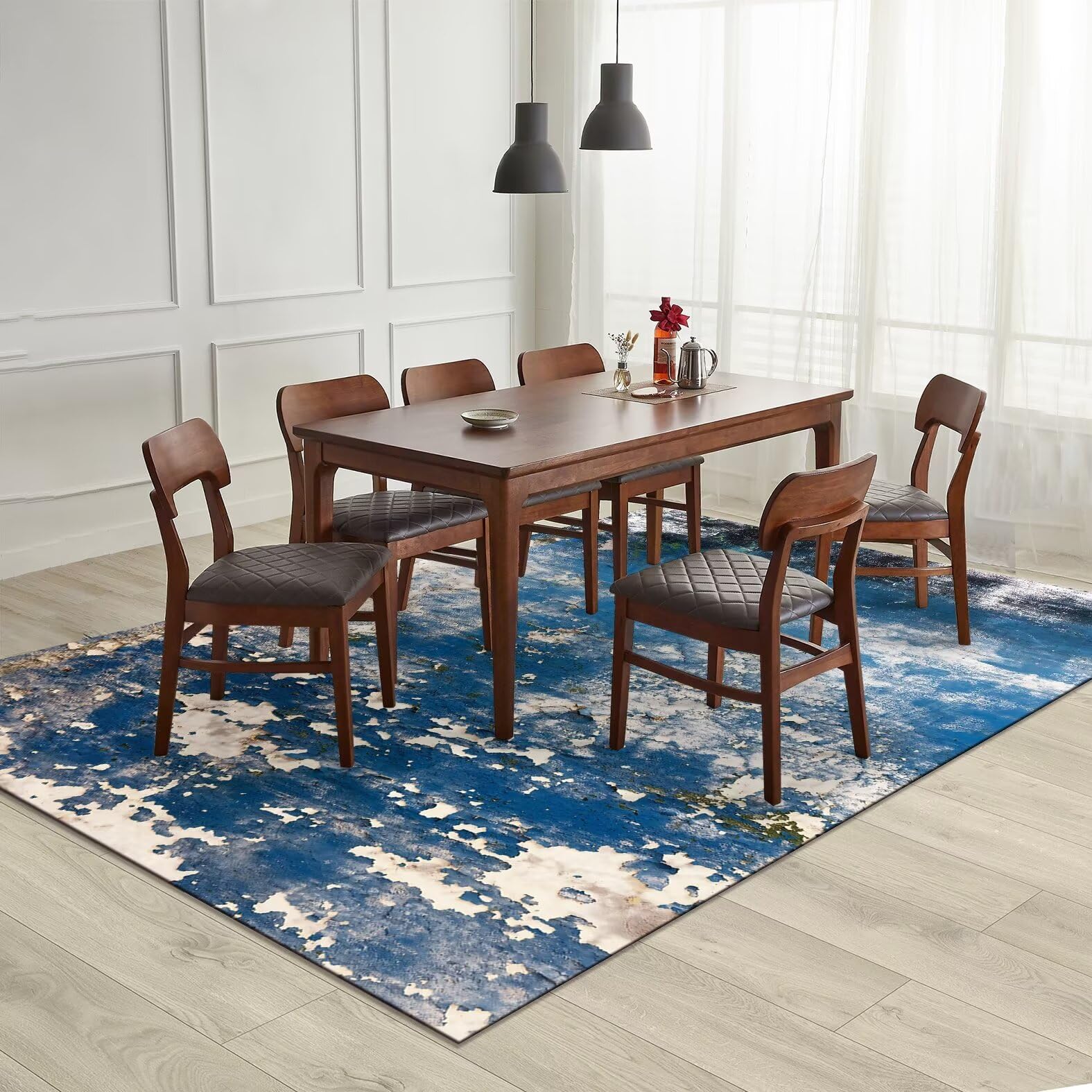 Tapis de chambre garçon bleu 120x160cm antidérapant déco