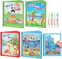 Vista 11 de Paquete de 5 libros de colorear de agua reutilizables para niños pequeños, juguetes de libros de garabatos de agua, pintura con libros de agua