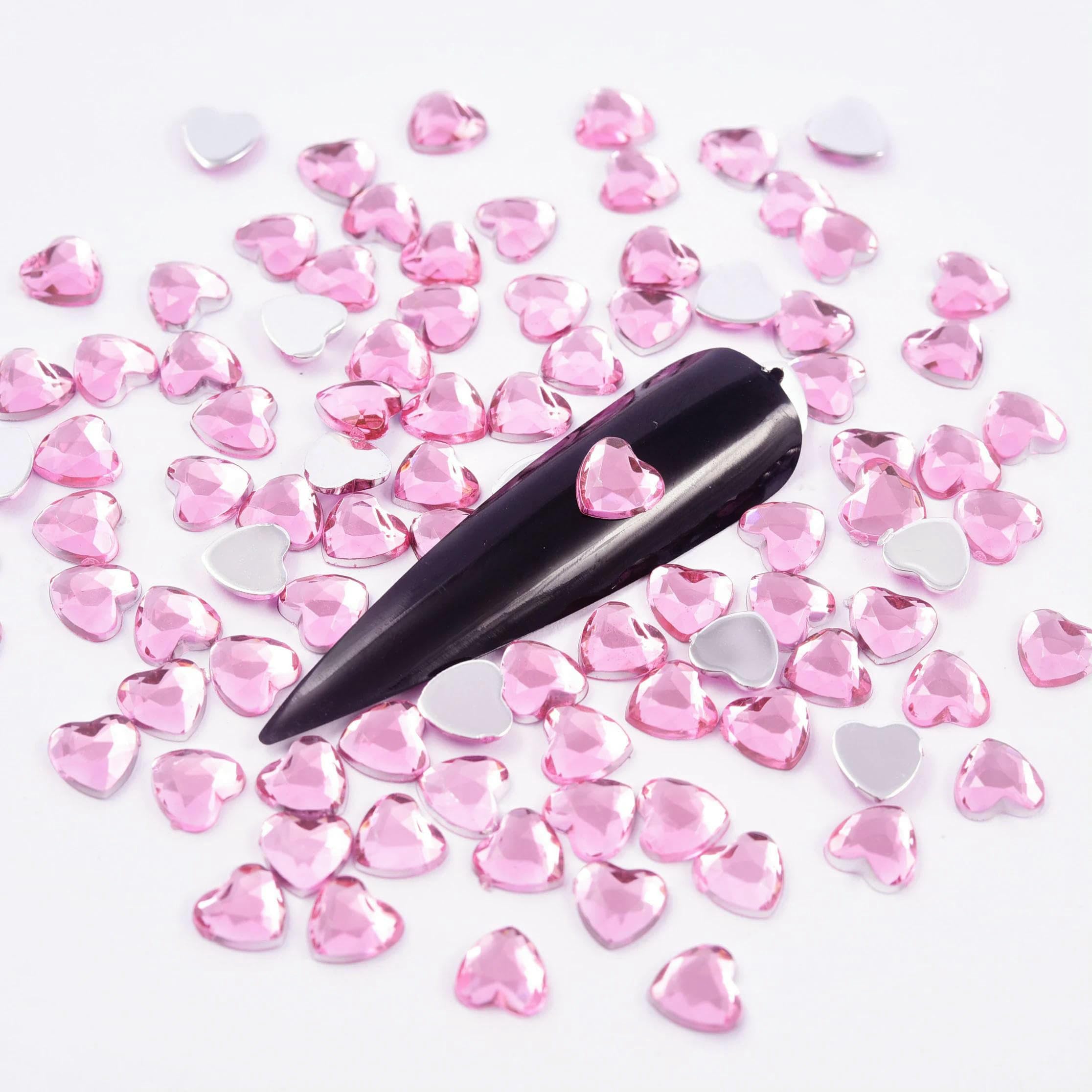 100 pz Cuore Acrilico Non Hotfix Strass Glitter Unghie Cristalli Strass 네일파츠 ラインストーン decorazione per unghie Nail Art Nail Charms-Boxed-8mm