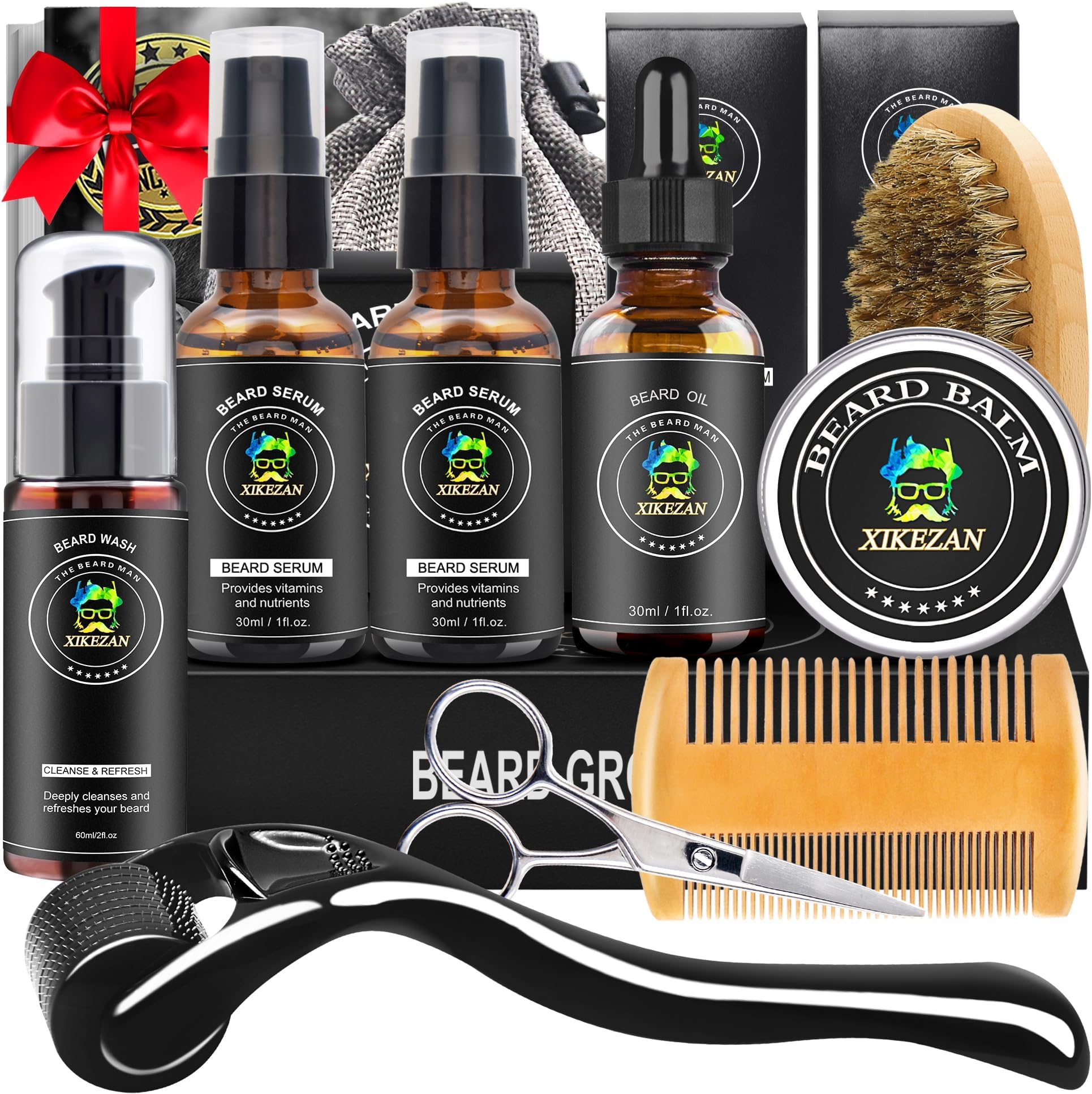 Beard Kit,Beard Grooming Kit w/Beard Wash,2