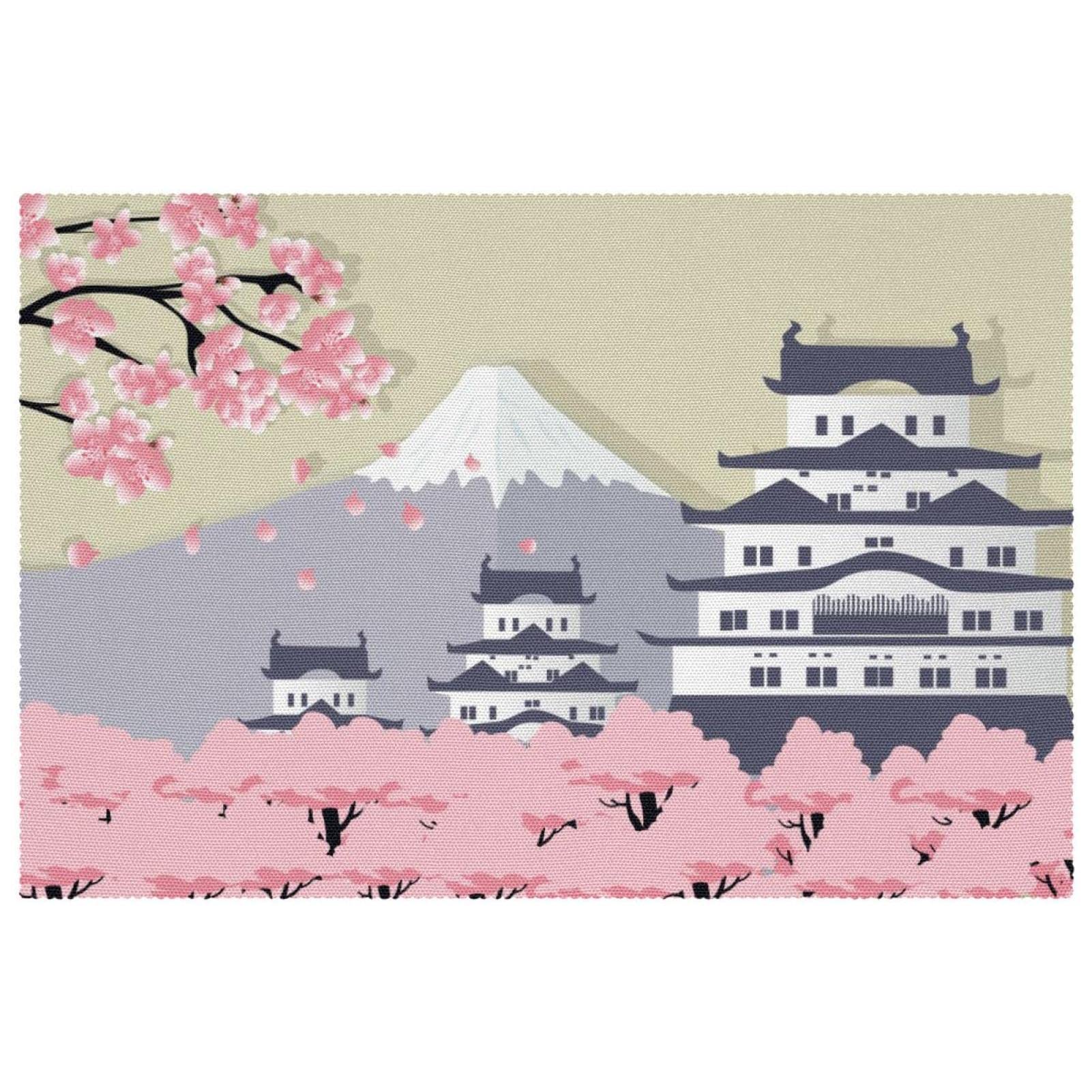Set de table japonais Fuji résistant à la chaleur et lavable en tissu