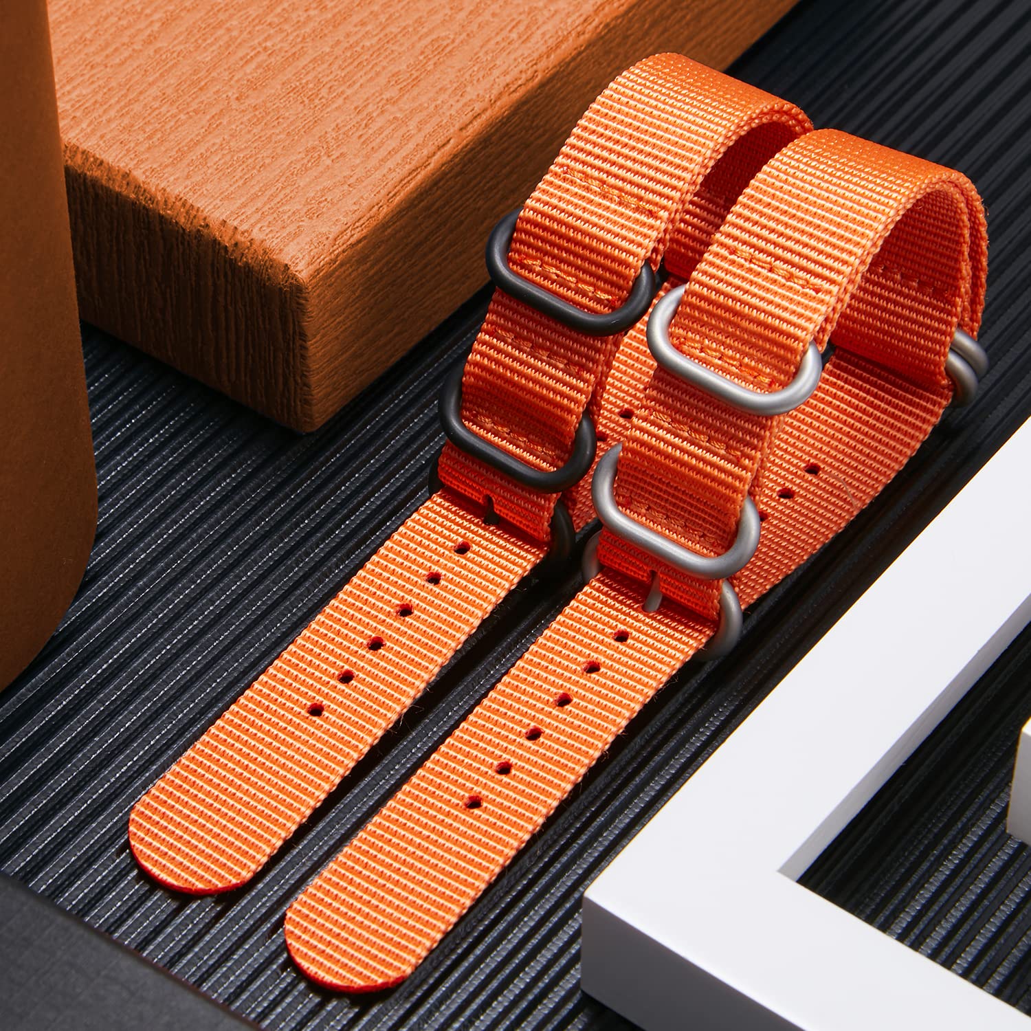 Nylon Watch Strap, Multicolor Watch Bands Replacement for Men Women 18mm 19mm 20mm 21mm 22mm 23mm 24mm G10 Premium Ballistic with Military Heavy Duty 5 Rings Silver/Black Stainless Steel Buckle — view 7