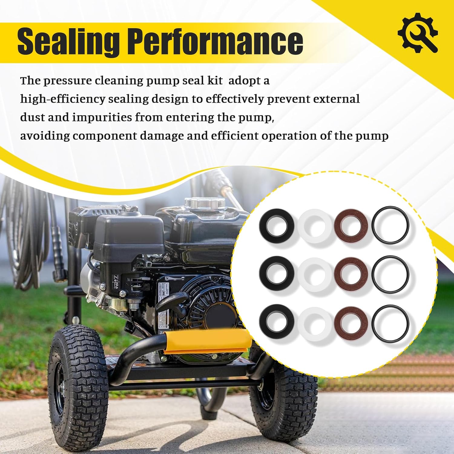 12 Pcs Low and High Pressure Cleaning Pump Seal Kit, Replace for 514011751, Compatible with AAA DeWalt ExCell Delco Simpson Pressure Washer Pumps