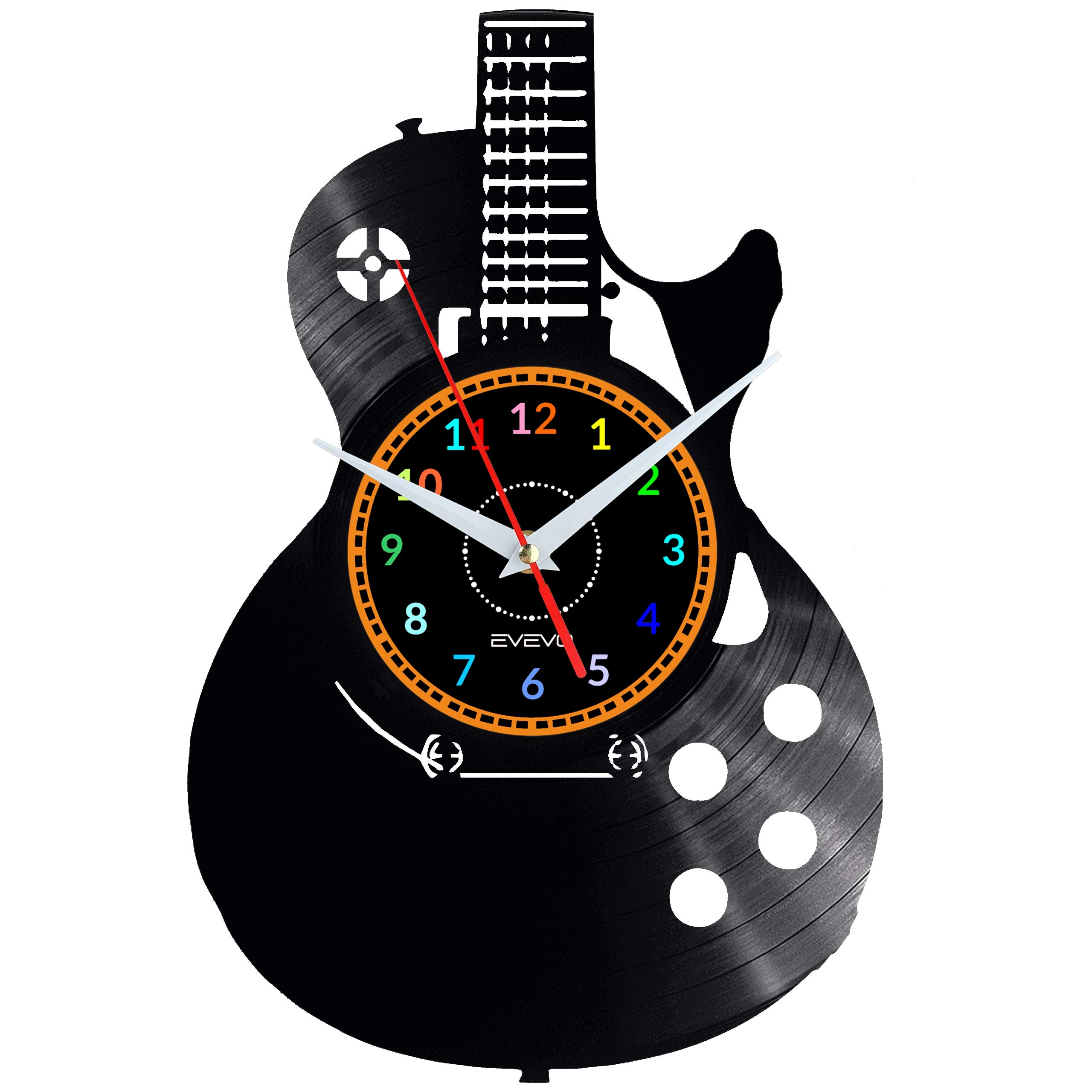 Horloge murale guitare vinyle pour sublimer la déco de votre studio de musique