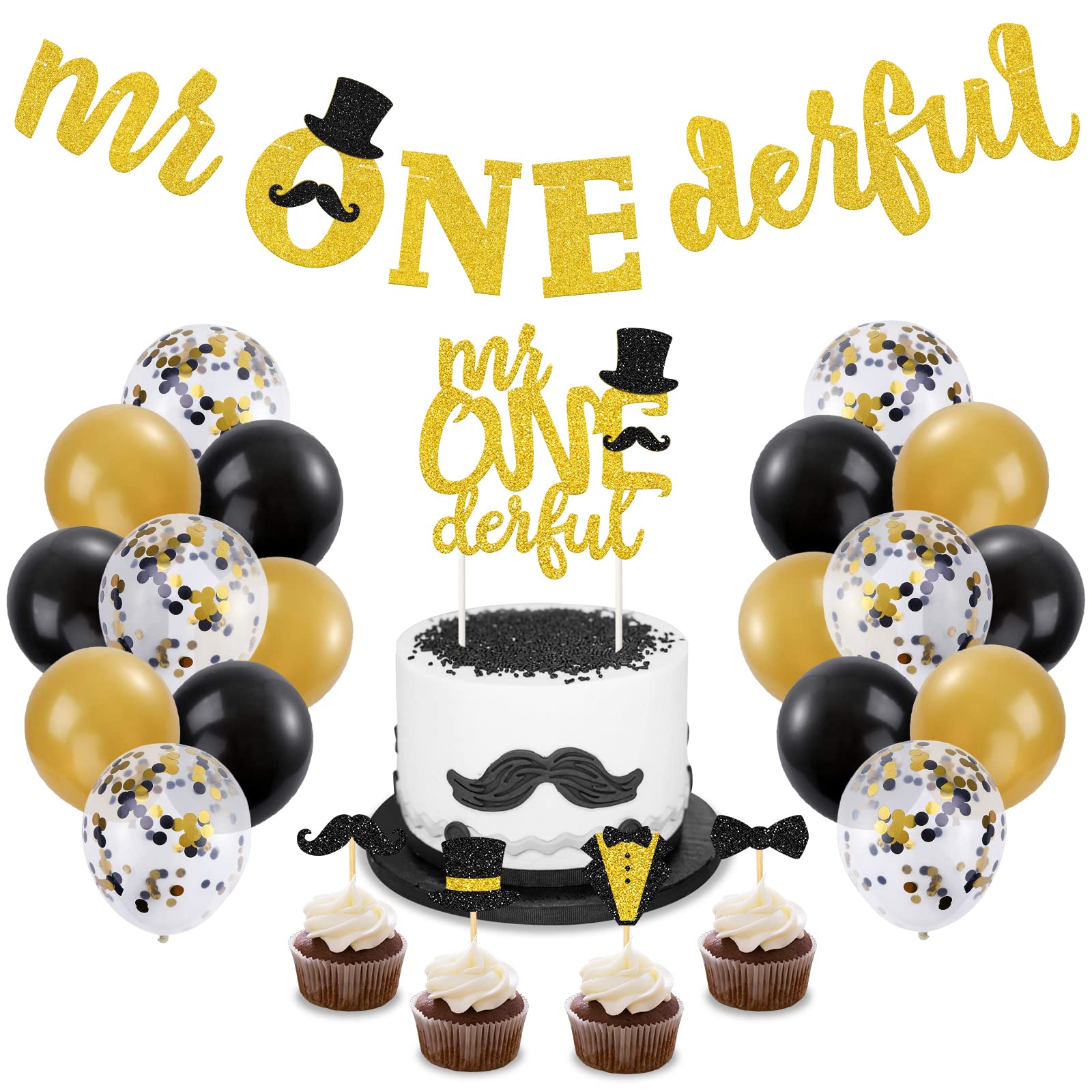 Buy Mr Onederful Birthday Party Decorations Black and Gold Mr Wonderful