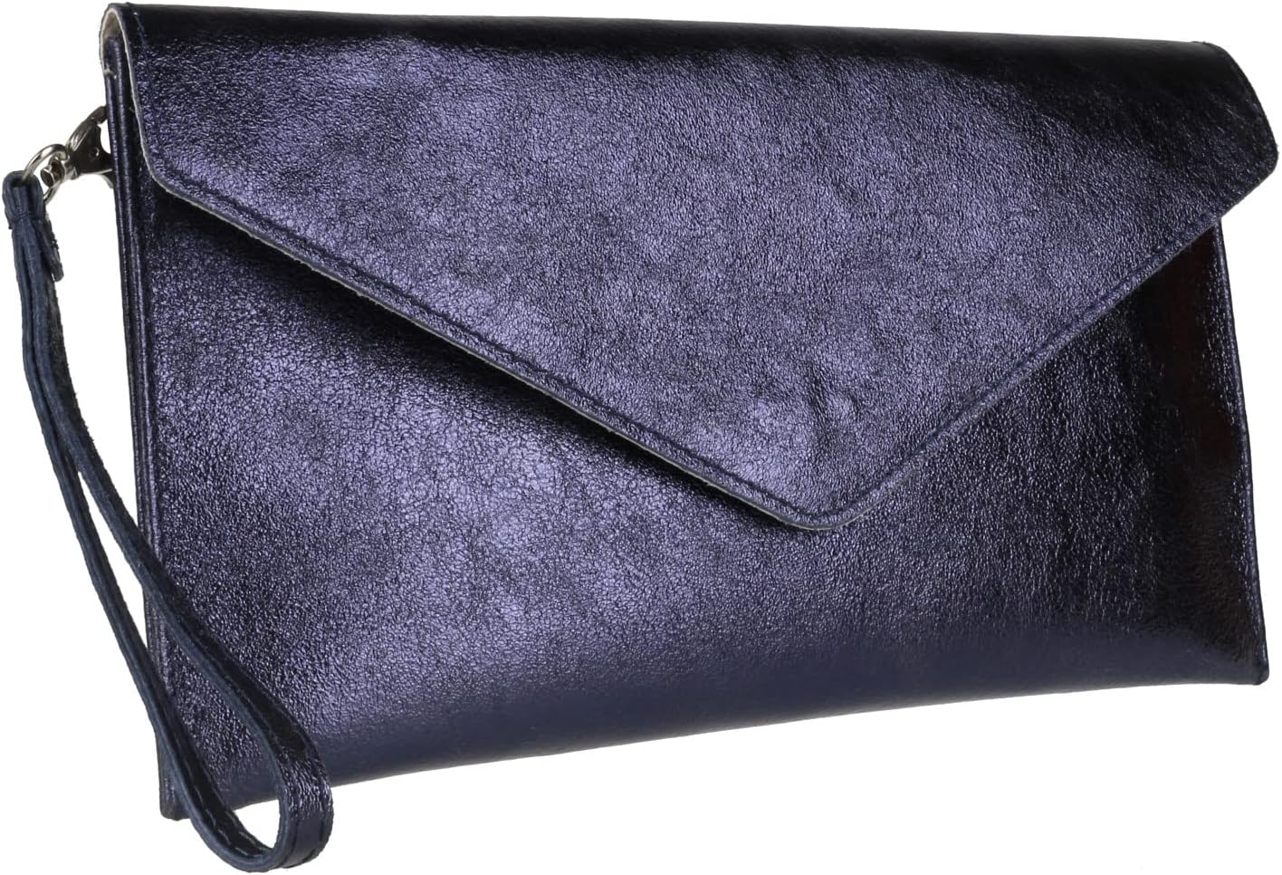 Girly HandBags Womens Leather Italian Metallic Shimmer Envelope Wrist Clutch Bag