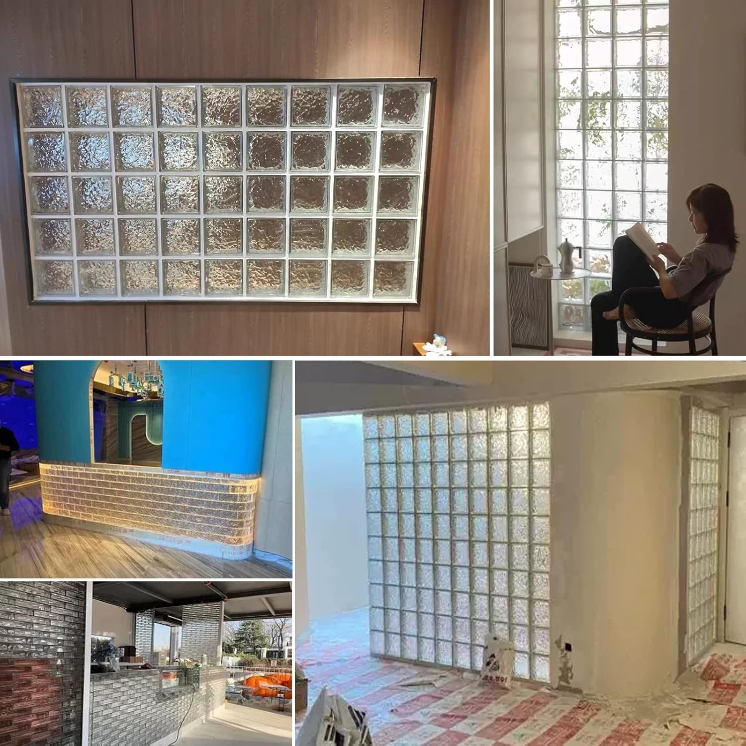 Clear Glass Bricks Blocks for Shower, Glass Wall Partition Living Room Bedroom Kitchen Indoor Outdoor Decorative Divider Fence, 6 Pack, 8x8x3inch ( Color : Style-1 , Size : 19x19x8cm(7.5x7.5x3in) )