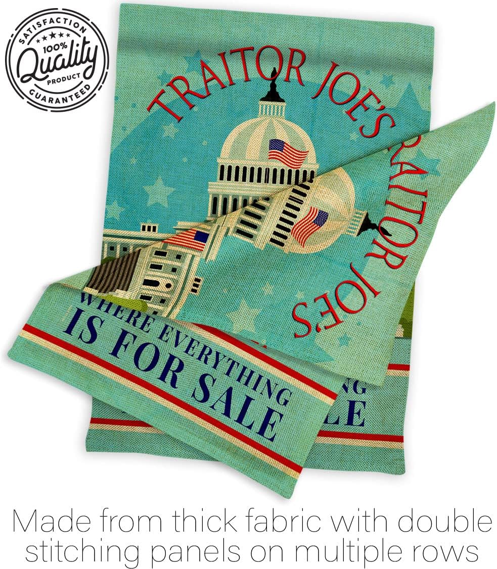 Traitor Joe's Burlap House Flag 2 pcs Pack Americana Political President Democrat Republican Tea Party United State American Election Banner Small Garden Yard Gift Double-Sided, Made in USA