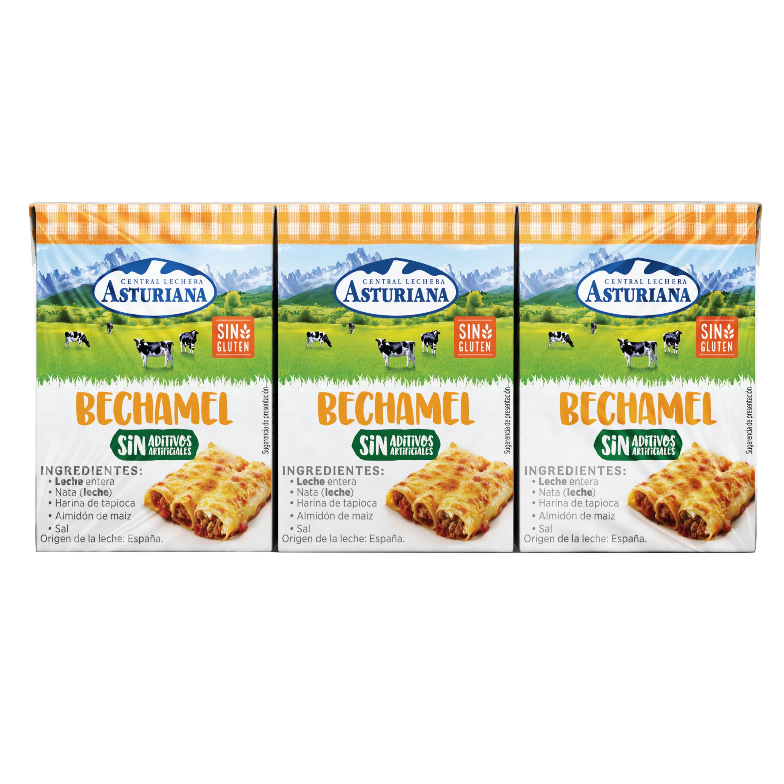 Central Lechera Asturiana Bechamel Sin Gluten, Pack 3 x 200ml