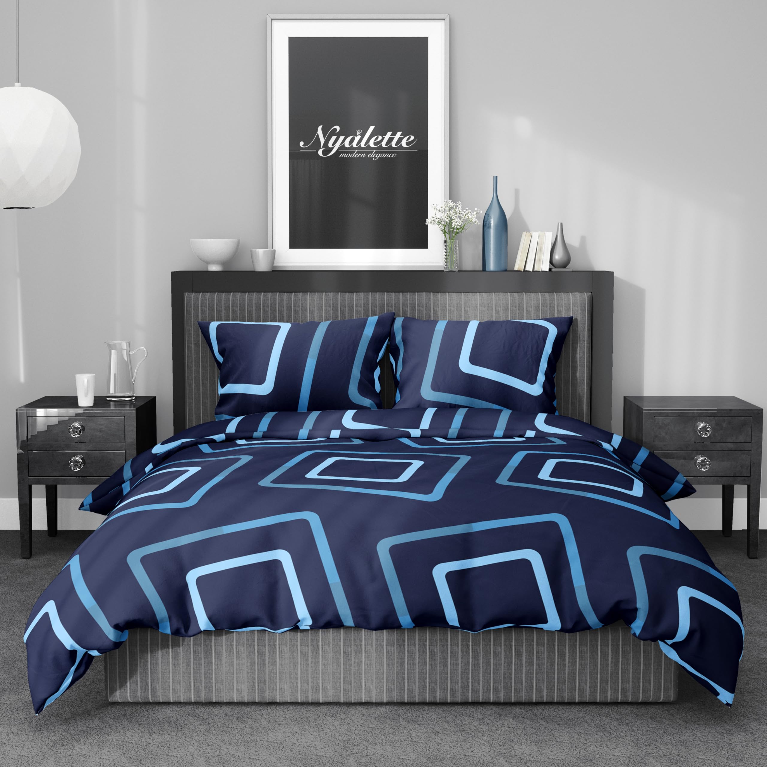 Bettwäsche 135x200 Baumwolle Bettwäsche-Sets Premium Blau Kariert Modern