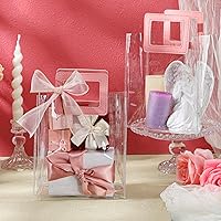 Vista 6 de Fulmoon 12 bolsas de regalo transparentes con asa y cinta transparente, bolsa de regalo de PVC transparente reutilizable para despedida de soltera