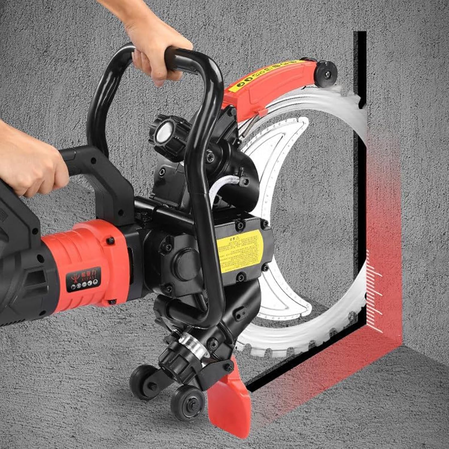 Electric Concrete Saw 16 Inch 12000W Concrete Ring Saw Toroidal Wall Cutter Machine with Water Fed Dust Suppression and 2 Blades, 11.4in Cutting Depth for Granite, Porcelain, Bricks, Marble,12000W