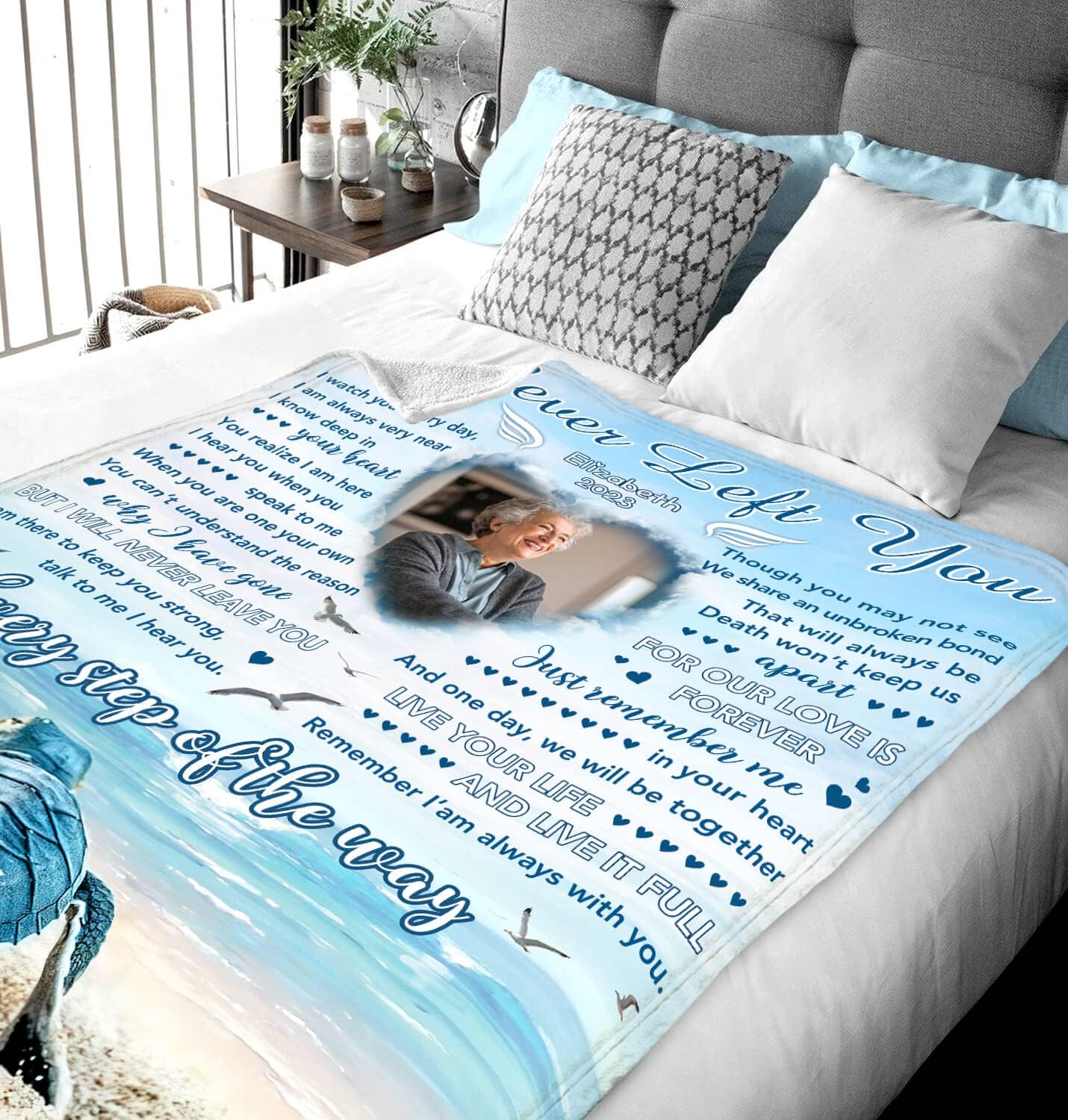 Personalized Memorial Blanket with Picture, Custom Memorial Gifts, I Never Left You Custom Blanket Throw, Personalized Memorial Blankets, Memorial Gifts For Mom Dad Brother Sister