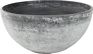 Pflanzschale Nova D35 cm in Beton – Nachhaltige Gartendeko aus recyceltem Kunststoff und Steinmehl, Ökologisches Design für Außenbereiche