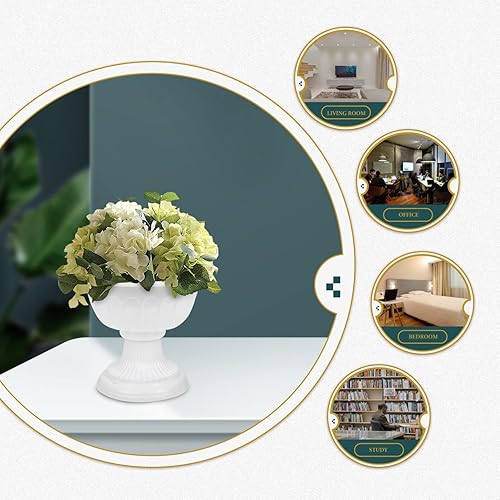 Miniatura 8 de Cabilock Maceta clásica tradicional de 4 piezas, maceta de urna blanca, soporte desmontable para jardín, suculentas, contenedor frontal para porche,