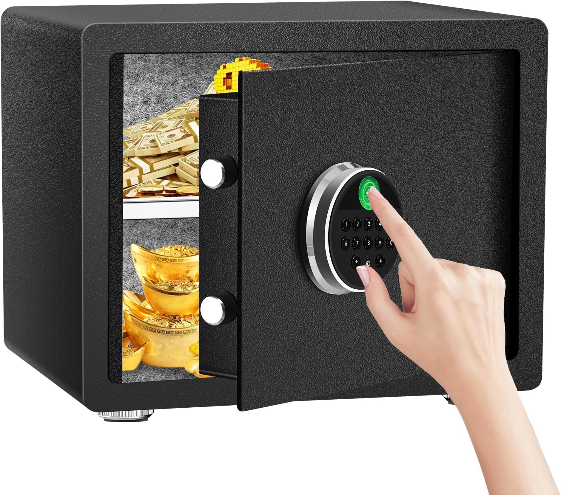 HSGCJS Biometric Fingerprint Safe, Home Safe Box with full Digital Keypad,Security Safe For Home,Office and Hotel-1.2 Cubic Feet