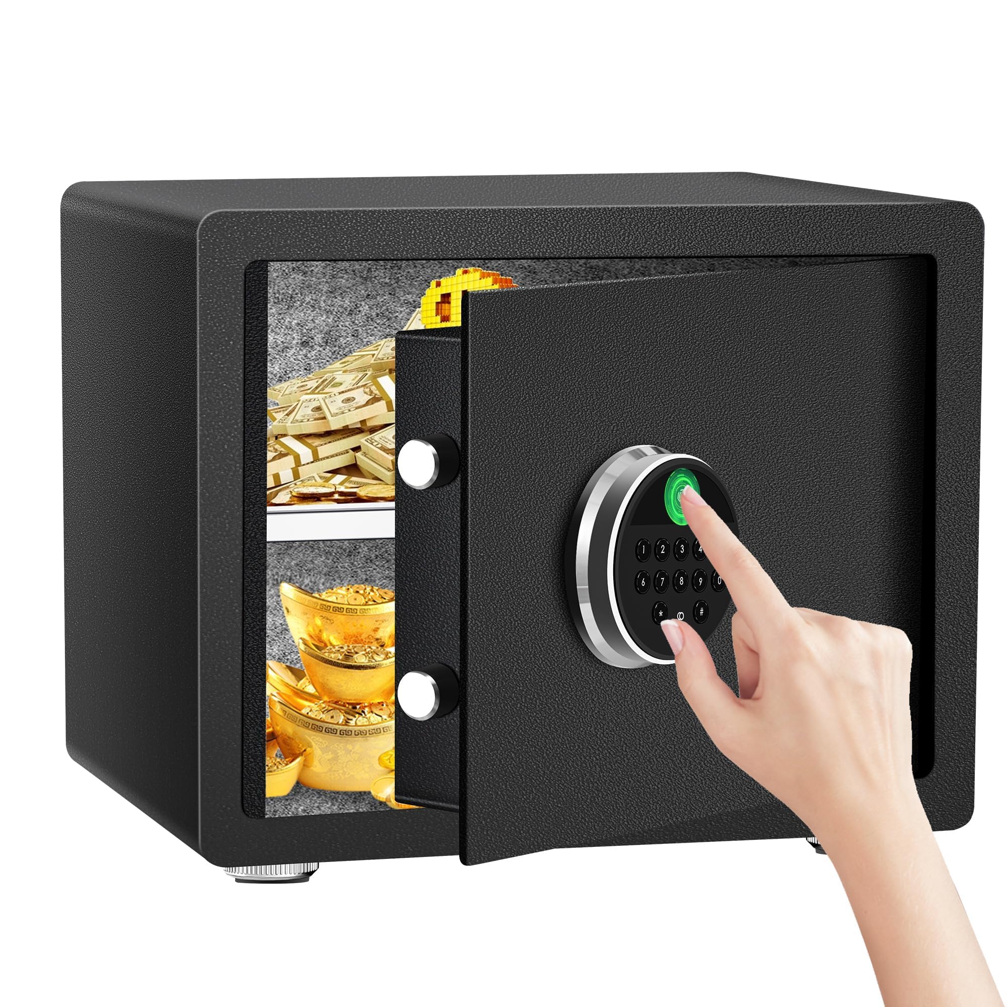 HSGCJS Biometric Fingerprint Safe, Home Storage Box with full Digital Keypad,Security Safe For Home,Office and Hotel-38 * 30 * 30 CM,1.2 Cubic Feet — image 1