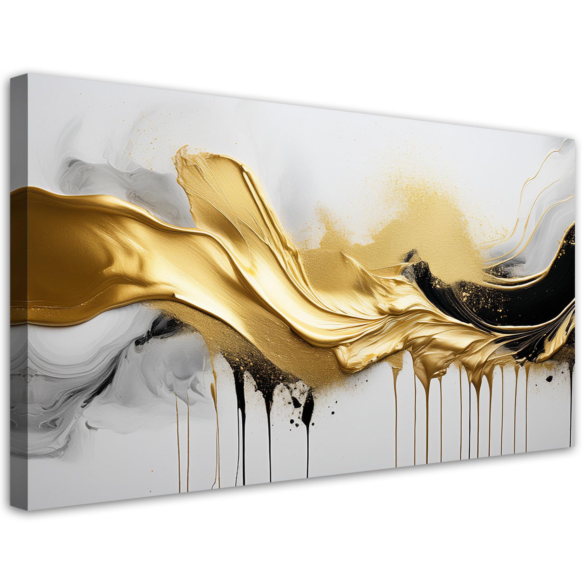 Feeby Lienzos Decorativos - Cuadros Decoracion Salon Modernos - Abstracción dorada en 3D - 100x50 cm - Decoración Para el Salón y el Dormitorio