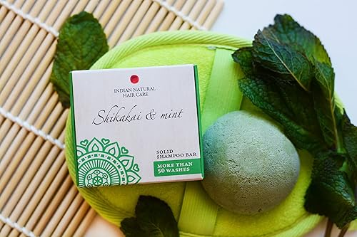 Miniatura 2 de Barra de champú sólido - Shikakai y menta - Para cabello normal graso y propenso a la caspa - Cuidado natural indio del cabello - 2.12 oz
