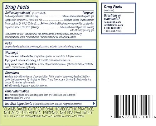 Miniatura 9 de Boiron Gasalia tabletas para aliviar la presión de gas, dolor abdominal, hinchazón y molestias, 120 unidades (2 paquetes de 60)