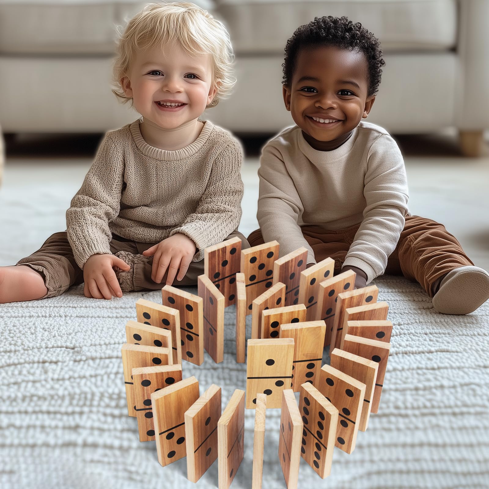WOODENFUN Montessori duże zabawki dla dzieci, dorosłych, 28 szt., duże zabawki dla dzieci i dorosłych, zabawka dla dzieci z drewna, gra planszowa