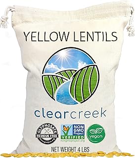 CLEAR CREEK Certified Glyphosate Residue Free Yellow Lentils | 4 lb | Project Non-GMO Verified | Kosher | Vegan