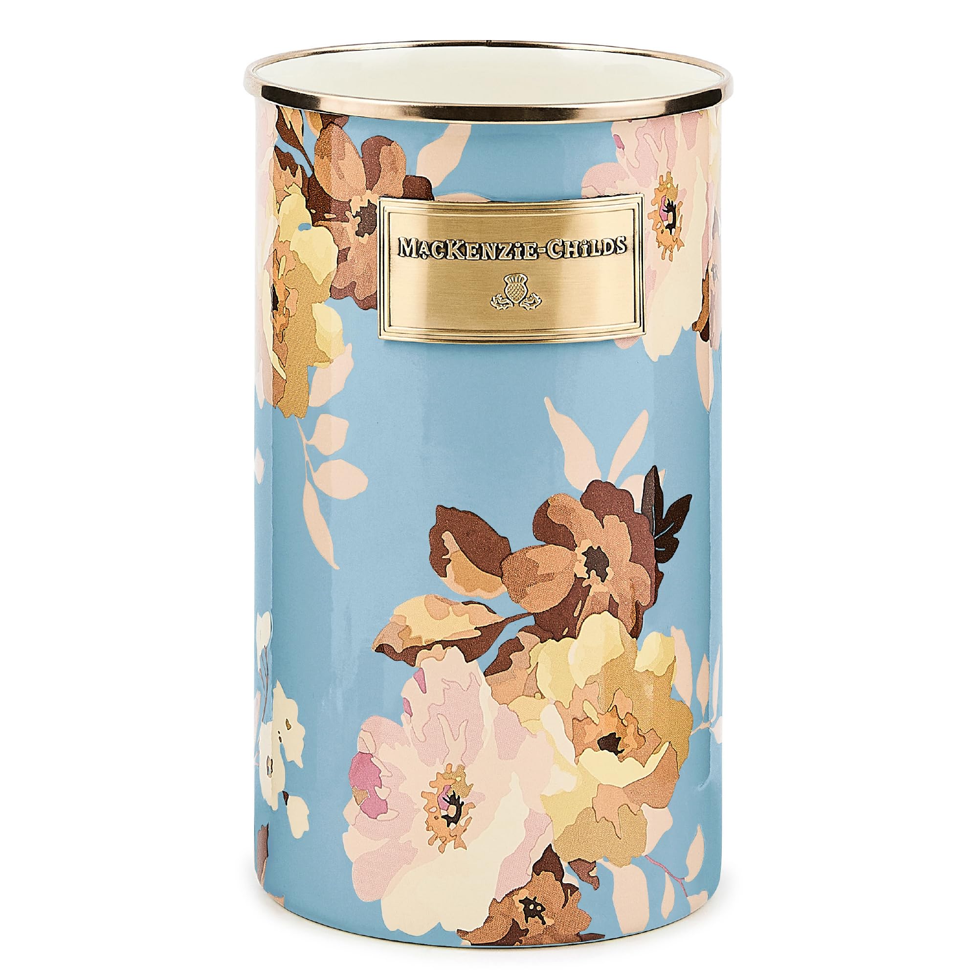 MACKENZIE-CHILDS Enamel Utensil Holder, Wild Rose Slate