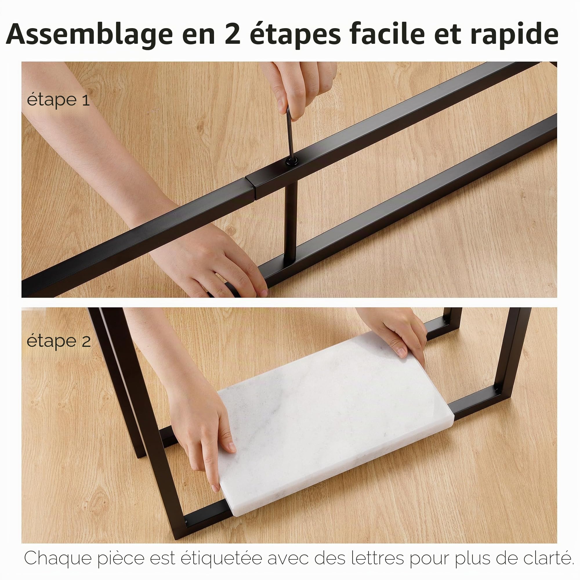 KES Porte-Serviettes sur Pied Noir, Double Porte-Serviettes Salle de Bain Porte Serviette avec Base en Marbre Barre Seche Serviette, BTH501-BK