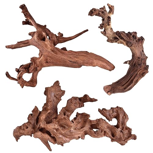 majoywoo Natural Coral Driftwood for Aquarium Decor Fish Tank Decorations, Assorted Driftwood Branch 6-10" 3 Pcs, Reptile Decor… - Mopani Driftwood 6 to 10 Inch (Pack of 3)