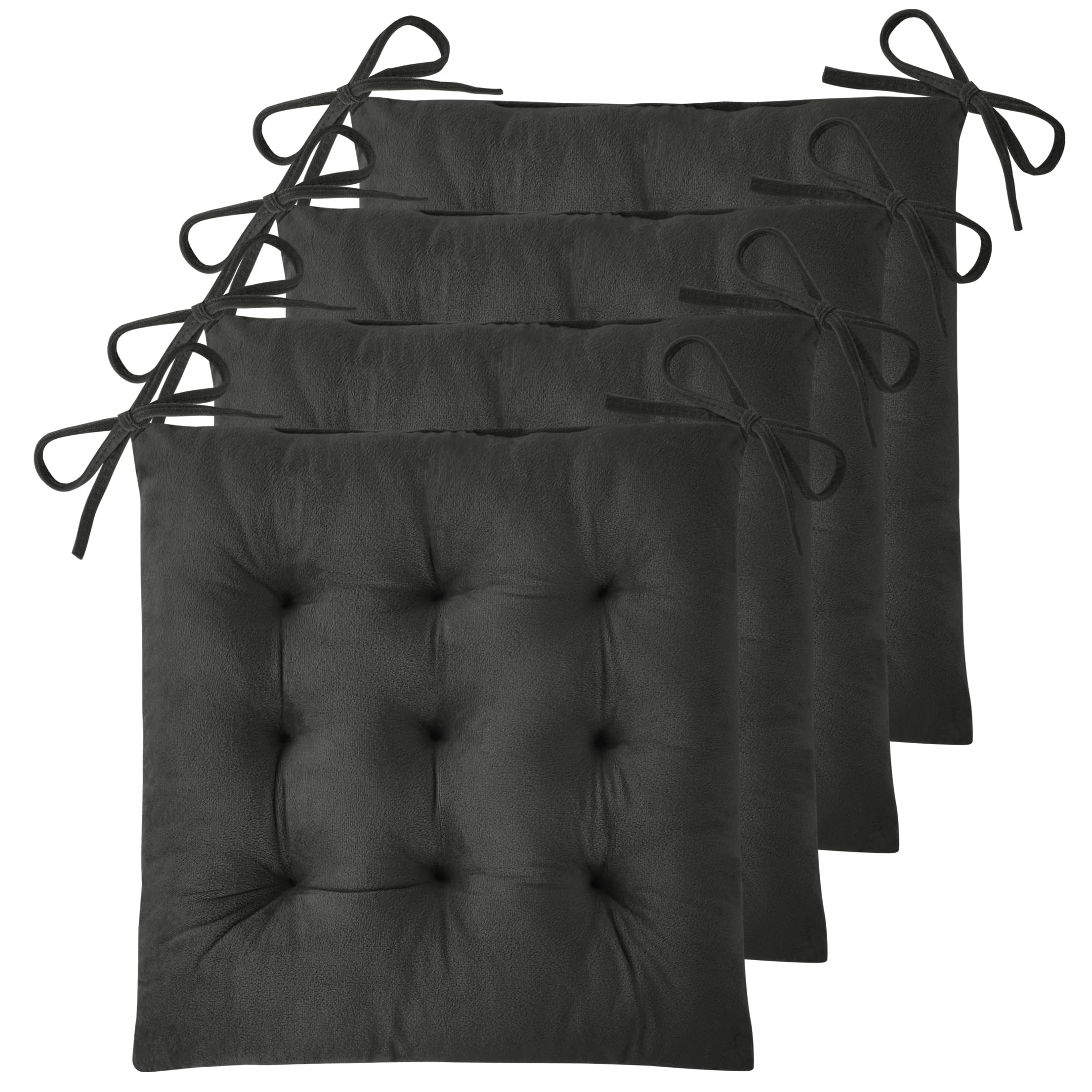 FlyGulls Seat Cushions for Dining Chairs Set of 4 39x39x6 cm Dark Grey